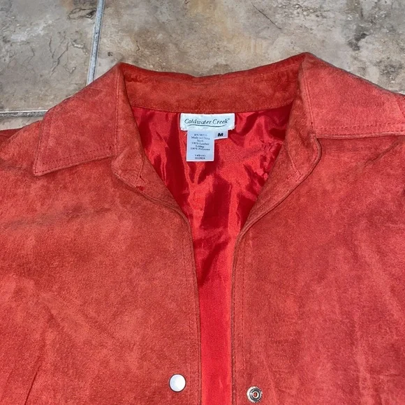 Coldwater Creek size medium rust orange 100%  vintage suede leather jack… - Picture 11 of 11
